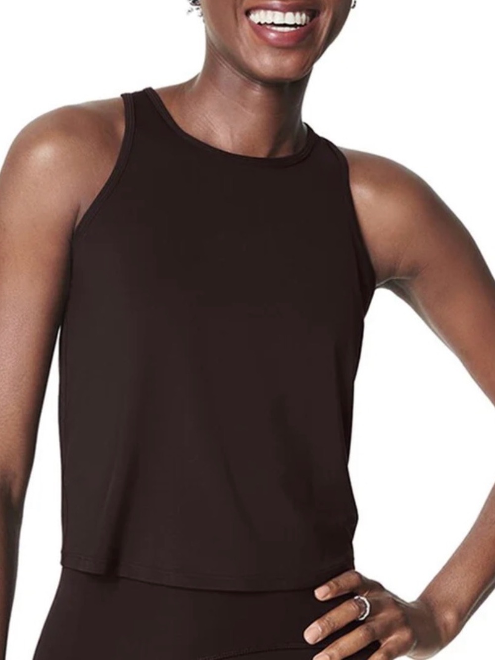 SPANX Butter Keyhole Top Cropped Tank in Truffle Brown